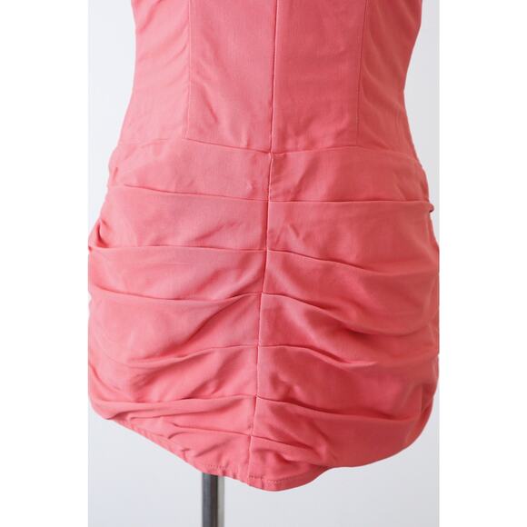 Vintage 1950s Size XS Sweetheart Draped Sheath One Piece Bathing Suit Coral Pink - Picture 5 of 10